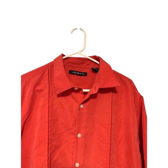 Axist Mens Size XL Coral Short Sleeve Button Up Shirt Top Detail Line on Front - Picture 2 of 3